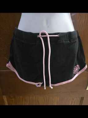 Too Fast Black and Pink Drawstring Women’s Shorts, XL